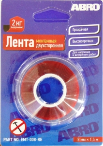 Лента монтажная двухсторонняя 8мм x 1,5м ABRO EMT-008-RE ― 1998-2024  NEXT