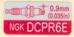 Наклейка используемых свечей DCPR6E TOHATSU  3H6-72026-0